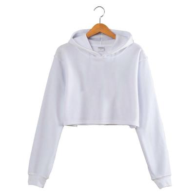 China LOGO Top Hoodie Female White Cropped Women's Custom Cropped Hoodies Wholesale QUICK DRY Cotton for sale