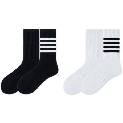 China Breathable Summer Cotton Stockings Mid-Tube Men's Long Thin Socks Manufacturer White Black White Breathable For Basketball Football Sports for sale