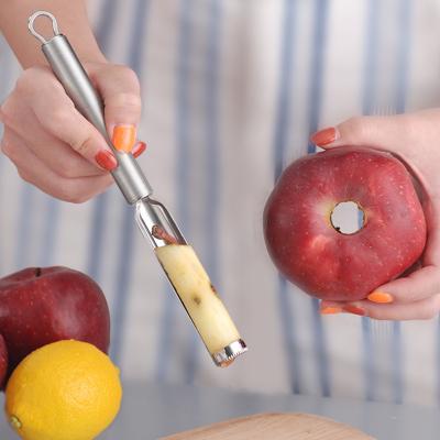 China Durable Non-slip Handle Sharp Serrated Red Date Pear Cherry Fruit Apple Core Seed Remover Stainless Steed for sale