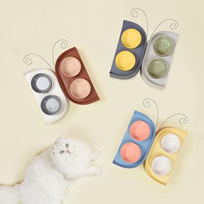 China Pakeway Hot Selling Small Animals Pet Food Eating Cat Bowl Bowl Pet Drinking Double Bowl for sale