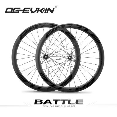 China Road Bikes OG-EVKIN RW-002 Carbon Wheels Disc Brake Anvil 45mm Depth 25mm External Width Pull Straight Wheel For Road Bike 700c Wheelset for sale