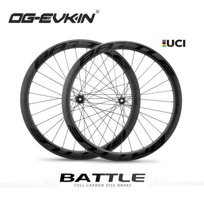 China Road Bikes OG-EVKIN RW-002 Carbon Bicycle Road Wheels Anvil 45mm Pillar Aero1423 Depth Edges Brake Carbon Wheel 700C Road Bike Wheelset for sale