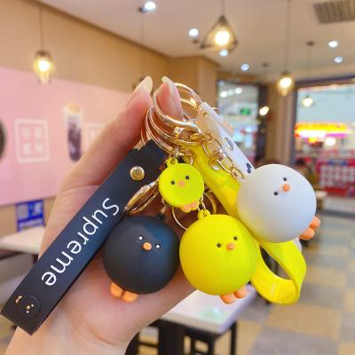 China Creative Cute Animal Pendant PVC Chick Bird Keychain Yellow Key Chain 3D Promotion Gift Wholesale for sale