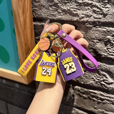 China Hot sale 3d silicone key chain decoration promotion gift backpack chain custom basketball pendant tank top chain for sale