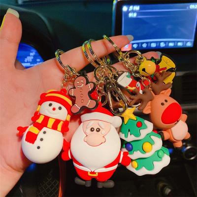 China Promotion Gift Best Selling 2023 Santa Claus Doll Pendant Keychain 3D Christmas Rubber Gifts Key Chain for sale