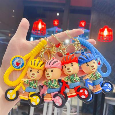 China 2023 New Design Skateboard Bear Key Chain PVC Cartoon Hot Selling Dangle Key Chain Scooter Rubber Bear Promotion Gift for sale