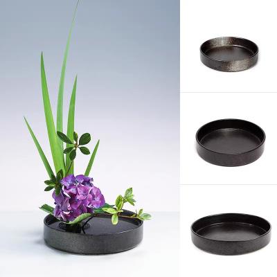 China Chinese Style Kenzan Flower Arrangement Utensils Ceramic Disc Flower Pot Ceramic Vase On Office Vase Home Decoration for sale