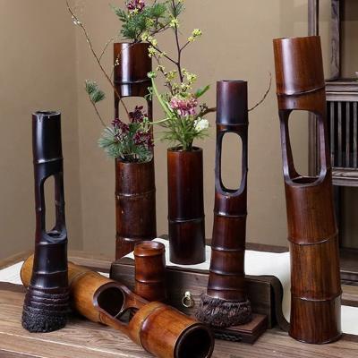 China High quality decorative bamboo vase flower vase ikebana wooden flower arrangement wholesale traditional vase flower vase for sale