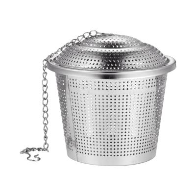 China Sustainable Single Cup Stainless Steel Tea Infuser Reusable Loose Leaf Tea Filter With Chain for sale