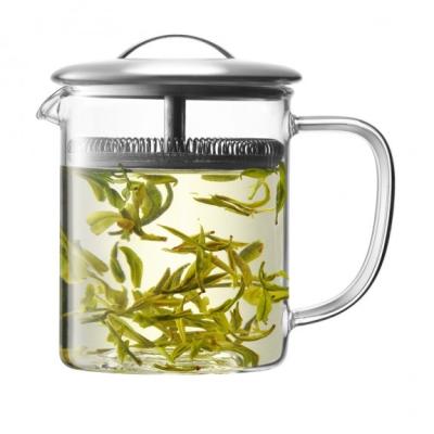 China 450ml tea kettle brewing tea maker pyrex glass single viable teapot with stainless steel strainer lid for sale