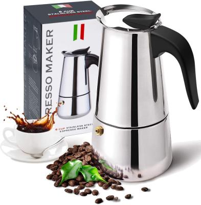 China 2/4/6/9 Cup Stored Gas Or Electric Ceramic Stovetop Moka Pot 304 Stainless Steel Espresso Italian Coffee Maker for sale