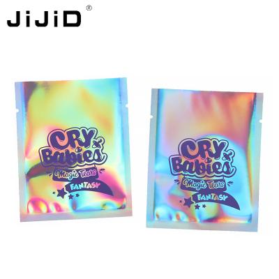 China JiJiD Logo Holographic Bags Zipper Resealable Smell Proof Aluminum Foil Edible Food Packaging Custom Plastic Moisture Proof Mylar Small Bags for sale