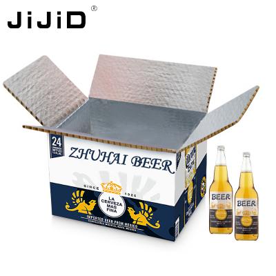 China JiJiD Disposable Color Honeycomb Cardboard Custom Printed Packaging Drinks Beer Machine Transport Packing Cold Shipping Box for sale