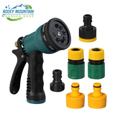 China Variable Flow Controls Plastic High Pressure Multi-Functional Garden Hose Nozzle with 8 Watering Pattern/Water Spray Gun (Set Of 7)  for Gardening Lawn for sale