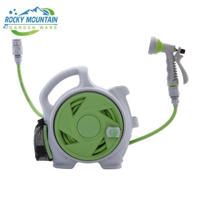 China Flexible Retractable Hose Reel, Portable Simple Home Hose Reel 45+5 FT with 7 Patterns Spray Nozzle, Garden lawns Watering Tool (GREEN) for sale