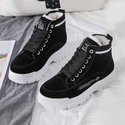 China Keep Warm 2021 Womens Boots Fall And Winter Flats Platform Black Boots for sale