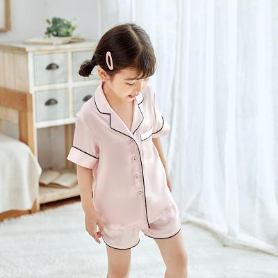 China 19mm Luxury QUICK DRY 100% Silk Child Summer Use Satin Short Sleeve Silk Pajamas Kids for sale