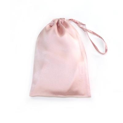 China Luxury Custom With Logo Jewelry Dust Bag Pink 19mm 100% Real Silk Bag Satin Pouch for sale