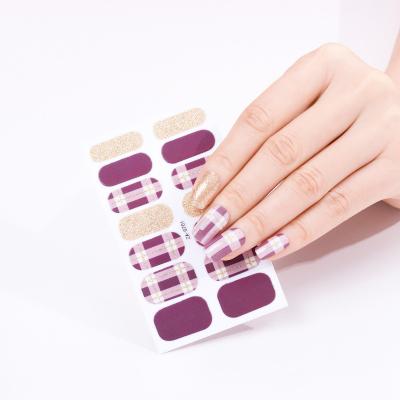 China 14pcs/Sheet Glitter Waterproof Sticker For Nail Korea Designs Full Nail Decoration Waterproof Sticker Nail Sticker for sale