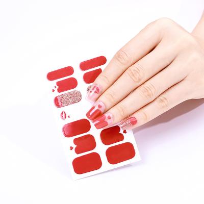 China 14pcs/Sheet Waterproof Stickers Nails Wholesale Nail Art Stickers Multiple Color Nail Sticker Decals for sale