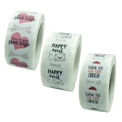 China Scratch Off 1 Inch Round Thank You For Your Order Stickers Labels Happy Shipping Printed Packaging Roll for sale