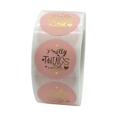 China Waterproof 1 Inch Pink Pretty Things Inside Stickers Printing Packaging Labels 500 Pcs / Roll for sale