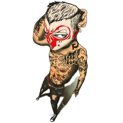 China Temporary Skin Safe Anime Temporary Tattoo Sticker Covers Kids Girls Boys Half Sleeve Black Skeleton Fake Tattoos Waterproof for sale