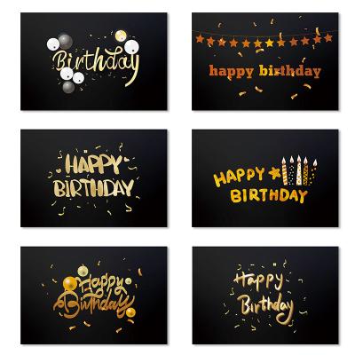 China Custom Black Customized Wholesale Happy Birthday Packing 6pcs DIY Kids Gifts Greeting Card Folding Cards Blank Inside Invitation Cards for sale