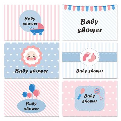 China Customized Packaging 6pcs/Set Hello Baby Shower Cute Welcoming Baby Card Cartoon Invatation Cards Custom Printing Thank You Greeting Cards for sale