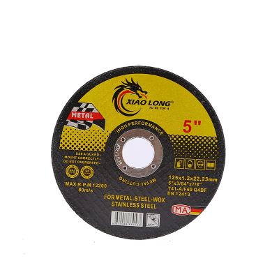 China Cutting XIAOLONG 125*1.2*22.2 mm(5 inch) Metal Cutting Disc Abrasive Tools Cutting Wheel for SS/Iron with wholesale price for sale