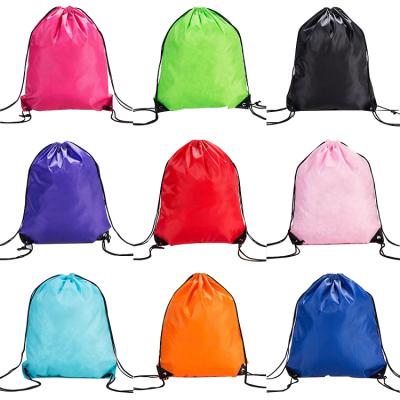 China New eco-friendly design folding shoulder travel bag polyester backpack shopping drawstring bag with custom logo for sale