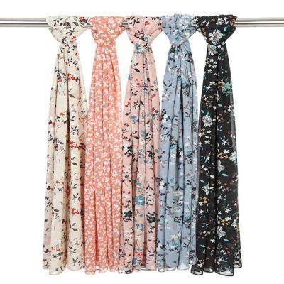 China Fashion Malaysia Women Chiffon Hijab Print Head Wrap Bubble Printed Elegant Soft Floral Muslim Chiffon Hijab Floral Shawls for sale