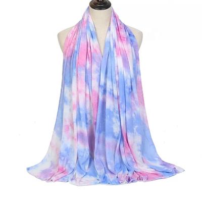 China Custom Cotton Hijab Malaysia Tudung Bawal Tie Dye Wear Women Cotton Tank Top Daily Muslim Hijab Modal Scarf Print Plus Size Premium Quality for sale