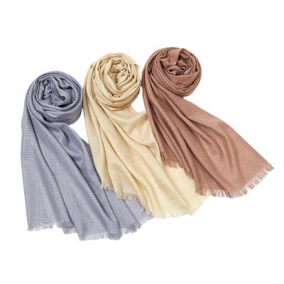 China Textured pure cotton woven insatnt hijab scarf wrap shawl muslims luxury turkish size luxury decoration gift fashion women shimmer shimmer accessory large for sale