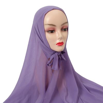 China Wholesale High Quality Daily Plain Long Muslim Tie Chiffon Georgette Chiffon Hijab Wear Back Opaque Chiffon Hijab Shawl for sale