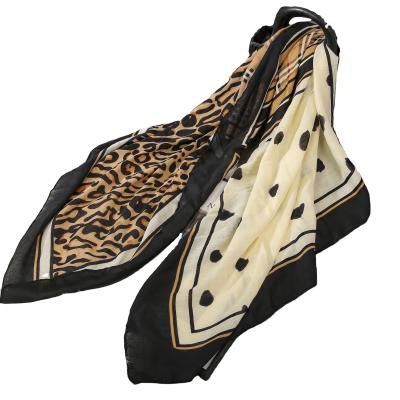 China 2020 Designer Shawl Scarf Leopard Polka Dot Plaid Patchwork Designer Long Chiffon Head Wraps Neck Printed Top Selling Scarf for sale