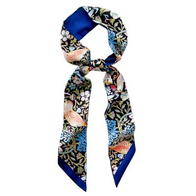 China Fashion Women Skinny Girl Printed Satin Hair Band Silk Bag Long Tied Ribbon Scarf Headbands Personalized Design for sale