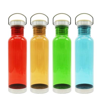 China Sustainable Lid 700ml Water Bottle Bamboo Plastic Water Bottles Eco Friendly Sports Bpa Free Water Bottle for sale