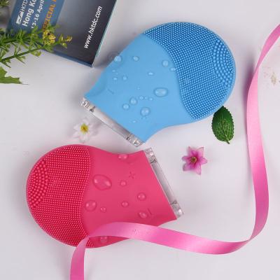 China Acne Treatment Silicone Electric Face Brush Rechargeable Vibration Tools Cleansing Facial Brush for sale