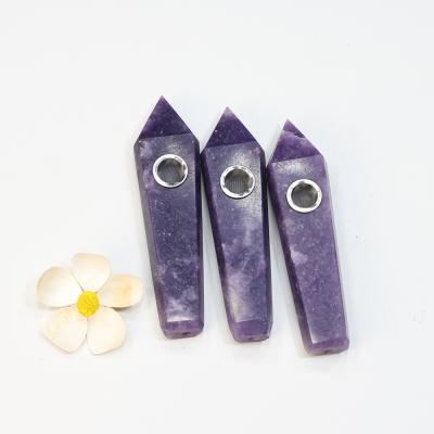 China Wholesale Natural Gem Crystals Healing Natural Custom Stone Agate Europe Low Price Lepidolite Crystal Pipe for sale