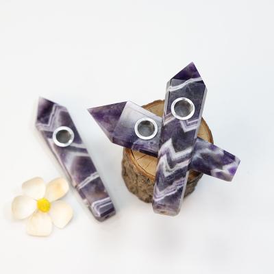 China Wholesale Natural Custom Gem Crystals Healing Stone Crystal Tobacco Low Price Europe Dream Amethyst Pipe for sale