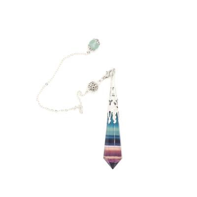 China Wholesale Europe Natural Crystals Energy Rainbow Fluorite Healing Pendulum for Healing for sale