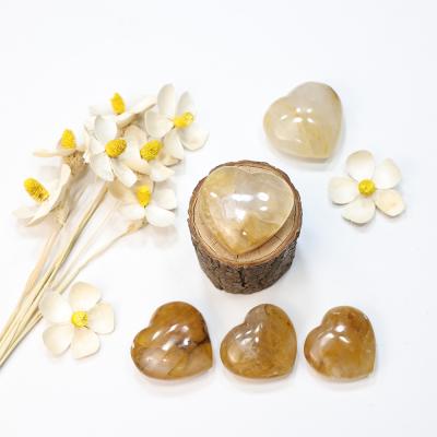 China Europe small natural heart shaped crystal heart healer golden hearts with high quality for sale