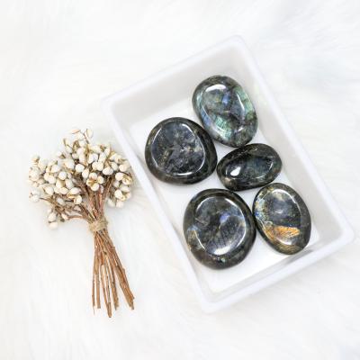 China Natural Labradorite Palm Healing Palm Crystals Europe Plant Quartz Stones Rock Crystal Gemstone With Rainbow Lightning for sale