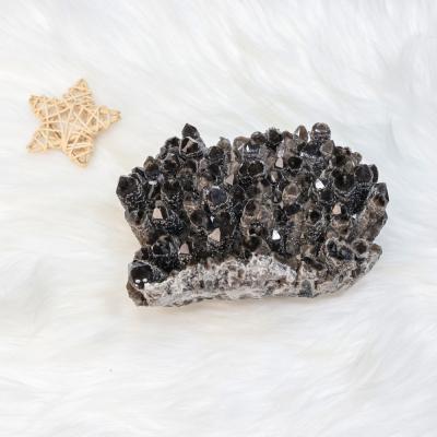 China Wholesale Natural Black Quartz Group Specimen Gravel Quartz Rock Crystals Specimen Stone from Europe Good Quality For Healing for sale