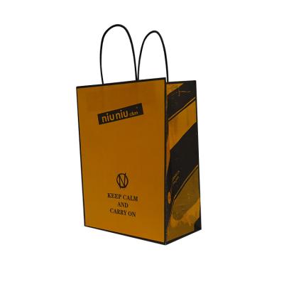 China Recycled Materials Biodegradable Custom Print Logo Kraft Paper Packaging Bag Biodegradable Brown Shopping Paper Bag With Handle for sale