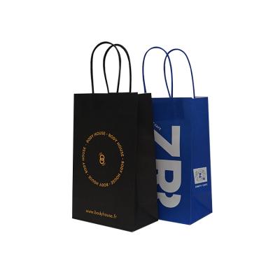 China Recycled Materials Biodegradable Custom Logo Print Wholesale Grocery White Brown Kraft Paper Gift Bag with Handle for sale