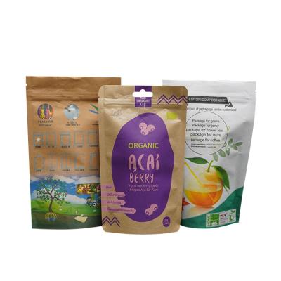 China Bio-degradable 100% Biodegradable Custom Moisture Proof Coffee Bag Kraft Paper Stand Up Pouch for Tea Packaging Bags for sale