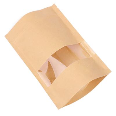 China Bio-degradable Biodegradable Wholesale Custom 3.5g 7g 28g 100g  kraft paper coffee bags Stand up Pouch with Window for sale