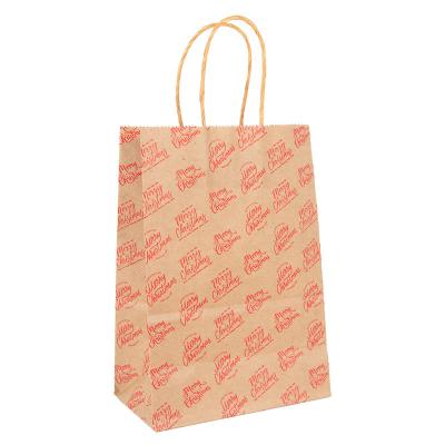 China Recycled Materials Custom Logo Print Wholesale White Brown Kraft Paper Gift Bag with Handle for Clothes Shoes Shopping Packing for sale